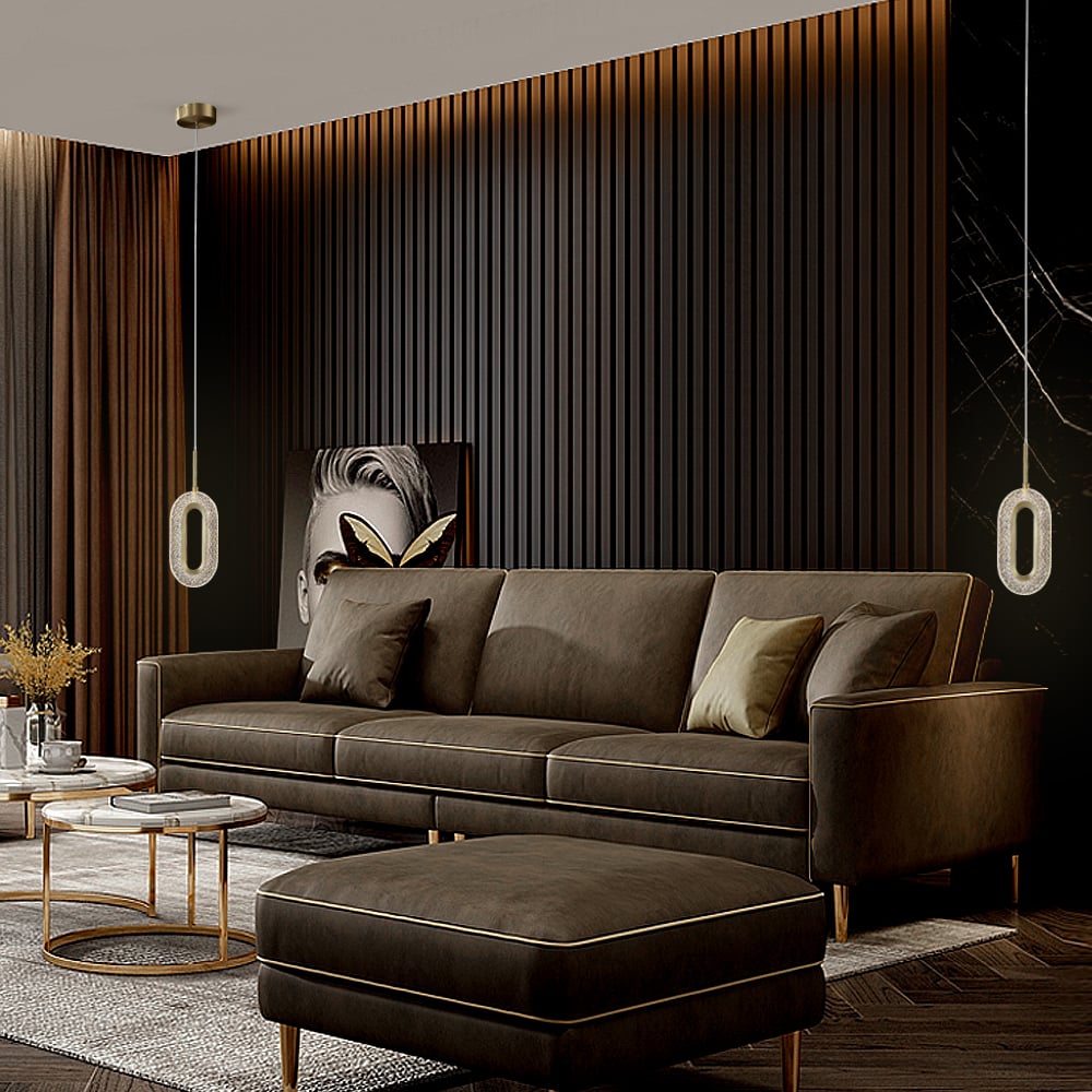 Lampa wisząca z owalnym złotym pierścieniem 1-świetlne oświetlenie LED z regulowanym kablem