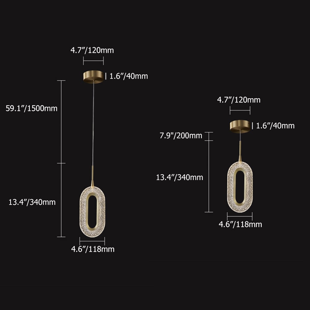 Lampa wisząca z owalnym złotym pierścieniem 1-świetlne oświetlenie LED z regulowanym kablem