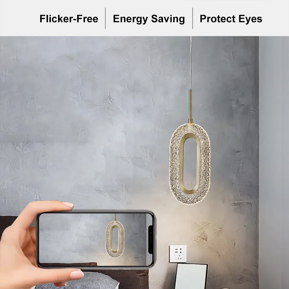 Lampa wisząca z owalnym złotym pierścieniem 1-świetlne oświetlenie LED z regulowanym kablem