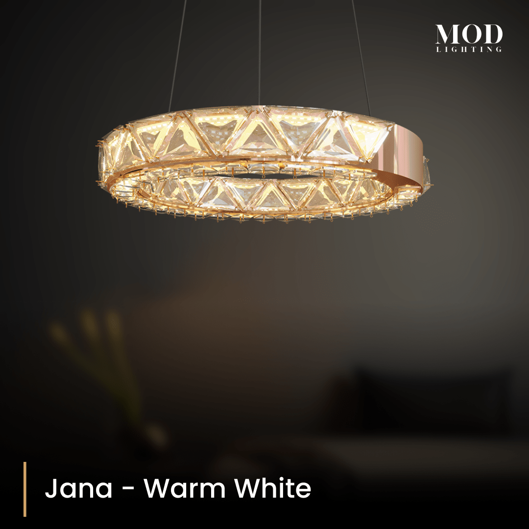 nowoczesny żyrandol z kryształem i wykończeniem rose‑gold