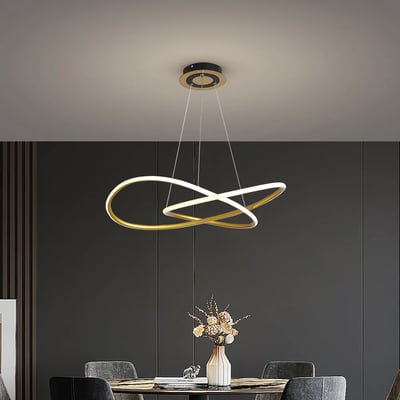 Minimalistyczna lampa wisząca ze złotym kółkiem Lampa sufitowa LED o regulow
