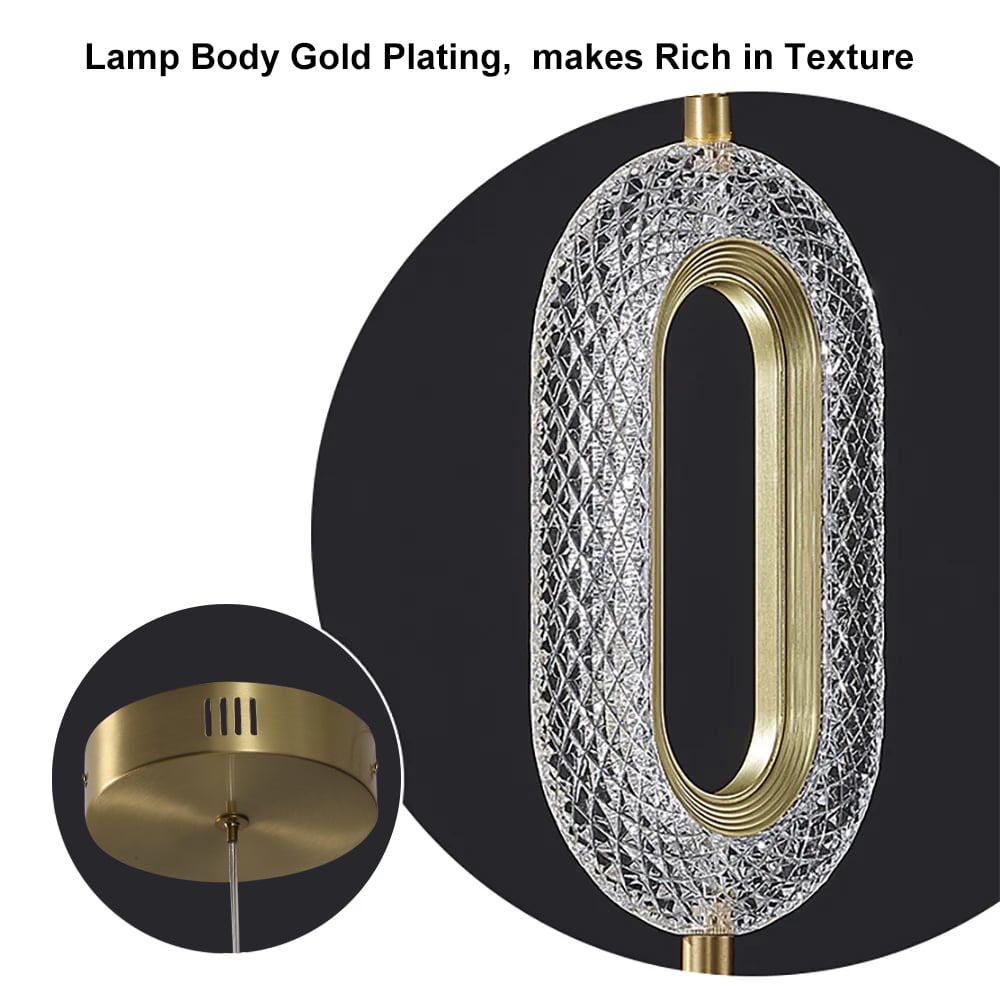 Lampa wisząca z owalnym złotym pierścieniem 1-świetlne oświetlenie LED z regulowanym kablem